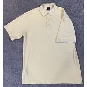 Vintage Nike Golf Light Yellow Stripe Pattern Polo Shirt Men's Size Large Y2K